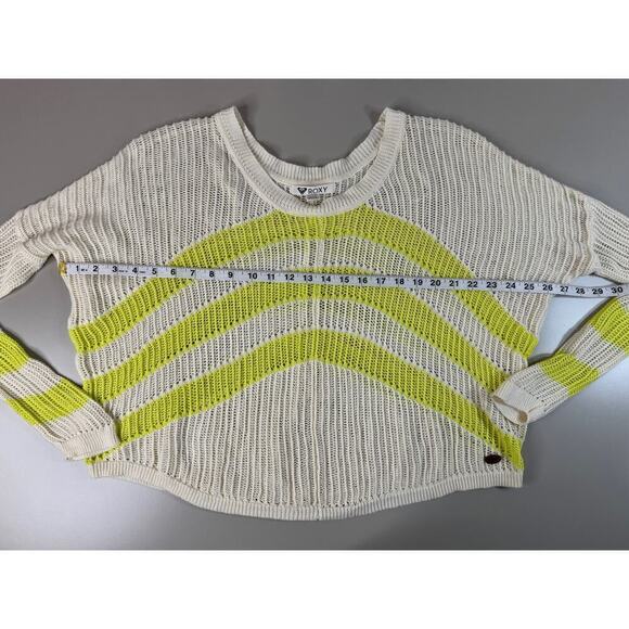 Roxy Juniors Rocky Point Stripe Crew Neck Open Knit Sunshine Layering Sweater XL - Picture 9 of 15